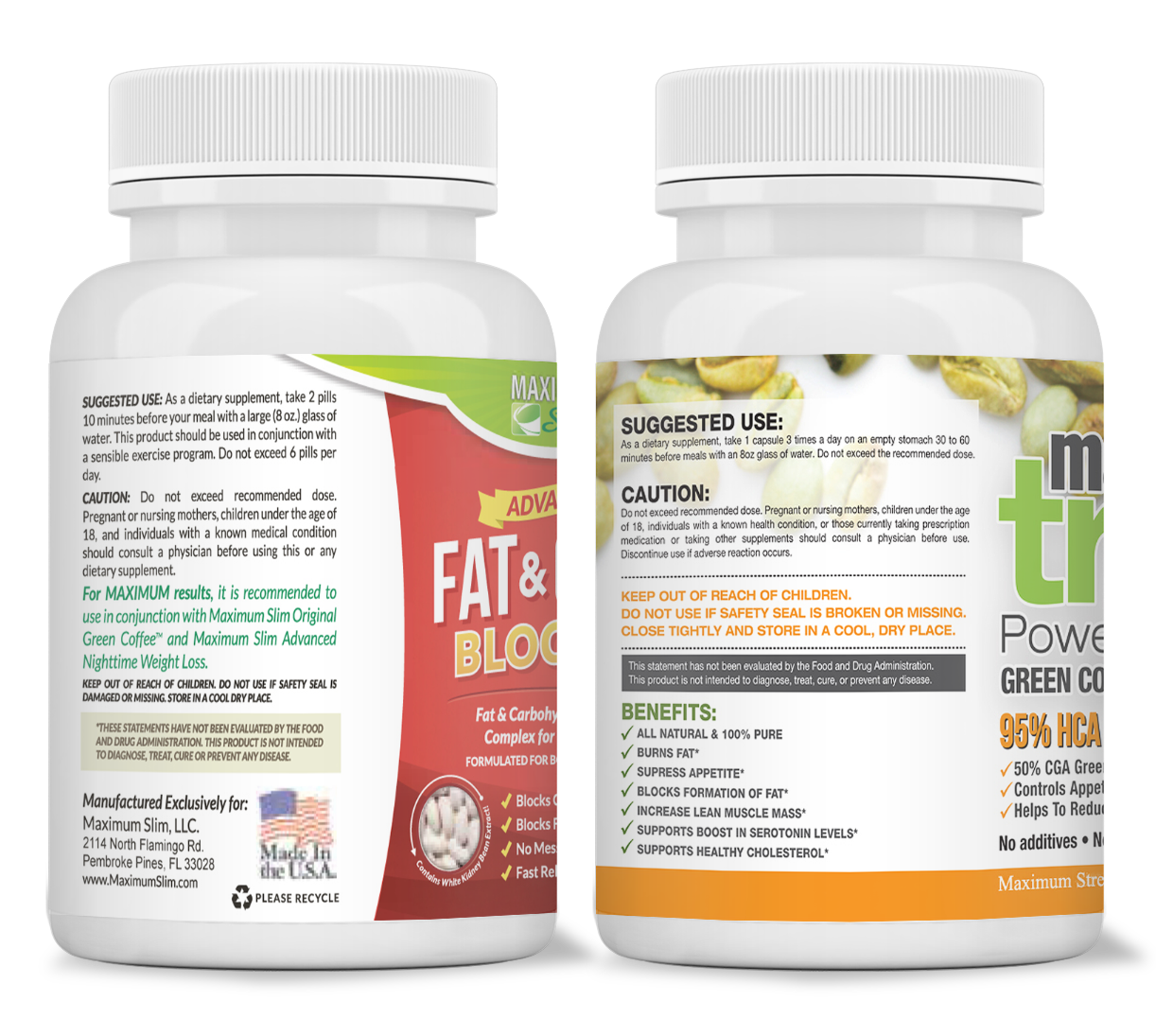 Fat & Carb Blocker & Garcinia Cambogia, 30 ct MaximumSlim Health Products