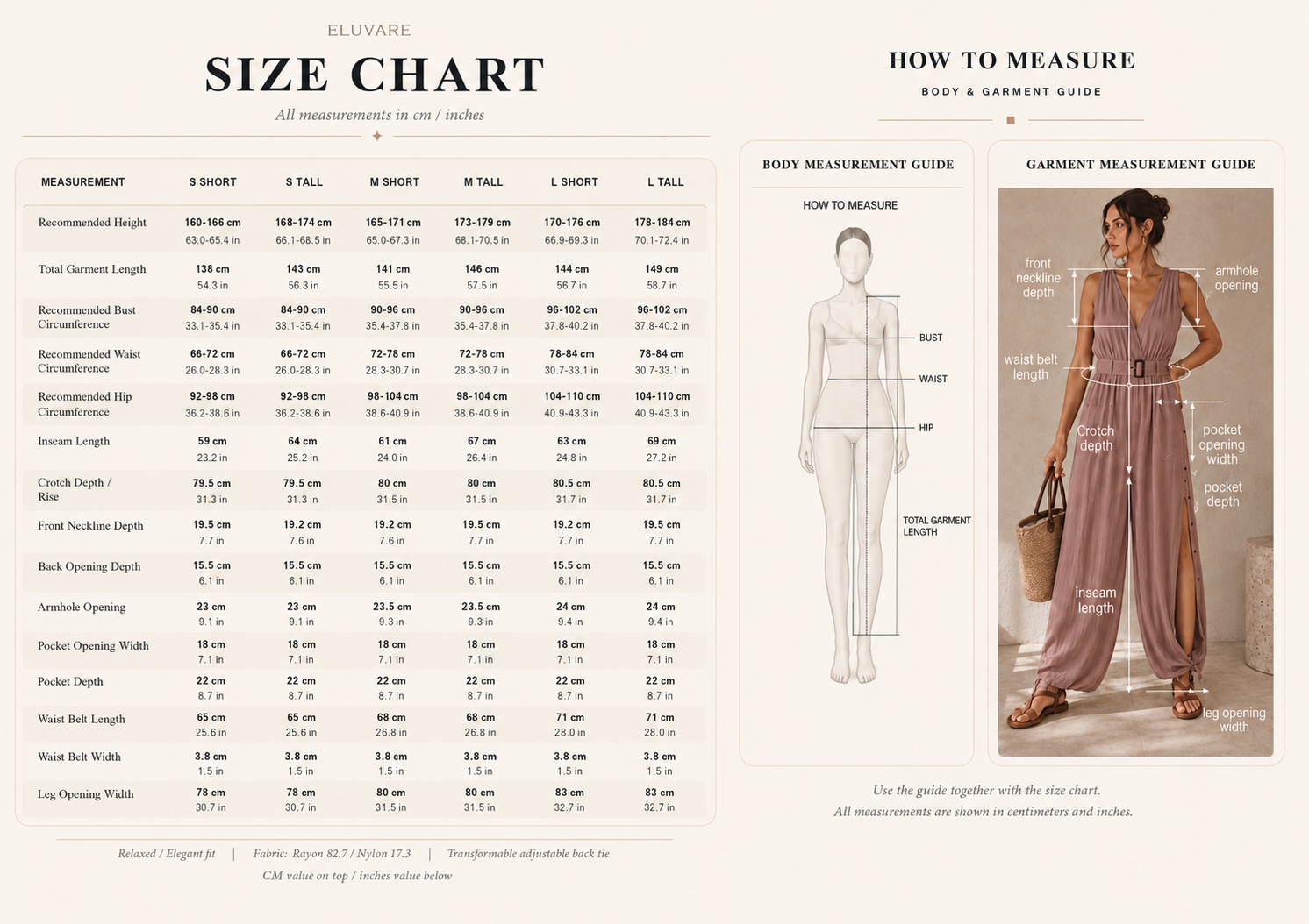 ELUVARE Size Chart