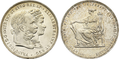 1879 Austria Franz Joseph I 2 Florin AU/UNC