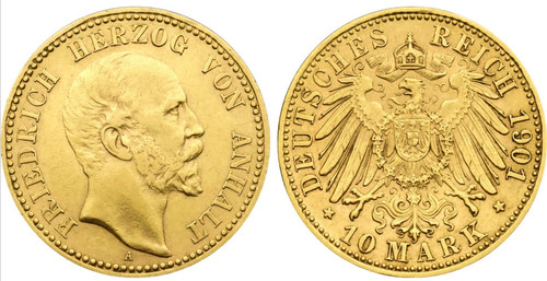 1901-A Germany  Anhalt, Friedrich I 10 Mark