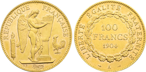 1904-A France Third Republic gold 100 Francs