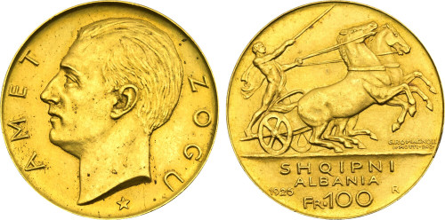 1926-R Albania: Zog I gold 100 Franga Ari