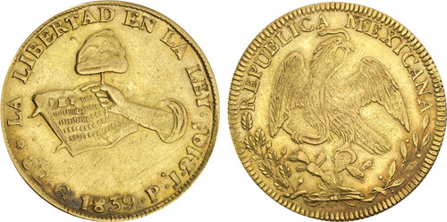 1839 Go-PJ Mexico: Republic gold 8 Escudos