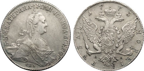1773 CПБ-ФЛ Russia: Catherine II silver Rouble