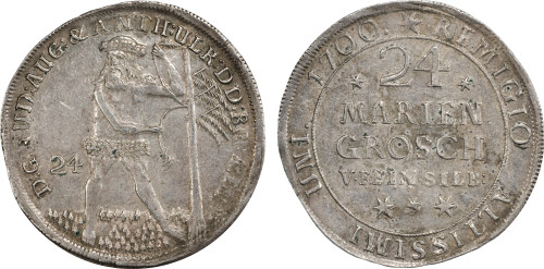 1700 Germany: Brunswick-Wolfenb silver 24 Mariengroschen PCGS AU58