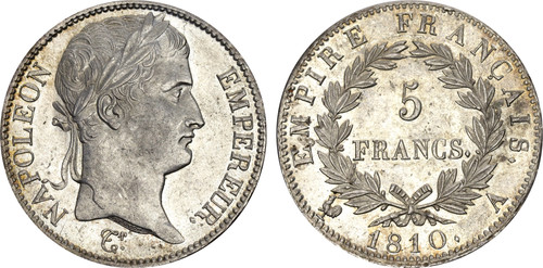 1810-A France: Napoleon silver 5 Francs