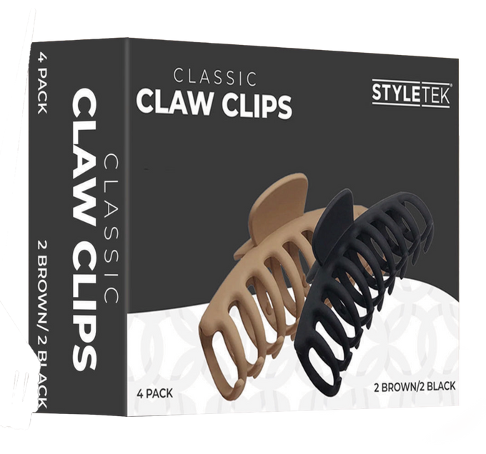 Style Tek StyleTek Rubberized Claw Clips 4-Pack (Black & Brown) 