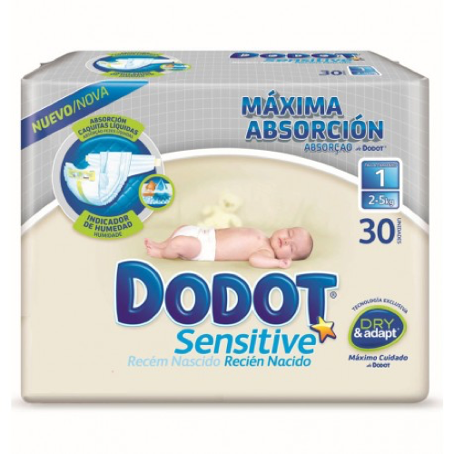 Dodot pañal sensitive talla 1 (2-5 kg) 30 UDS