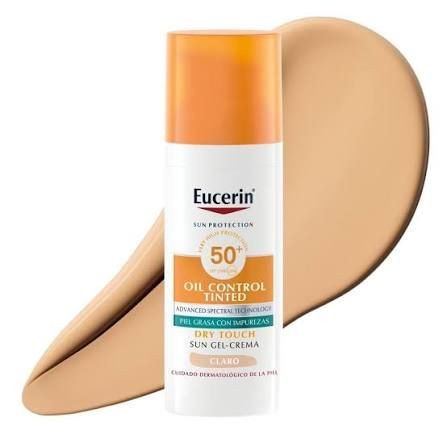 Eucerin Sun Face Oil Control FPS 50+ con color tono claro