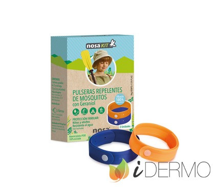 Pulseras repelentes de mosquitos azul | naranja