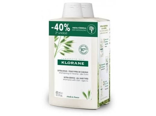 KLORANE CHAMPU AVENA PACK  2X400 ML