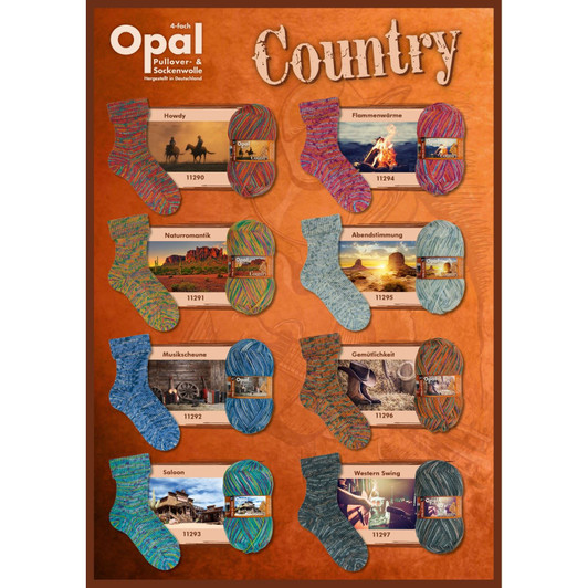 Opal "Country" 4ply Sock Yarn - Full Range