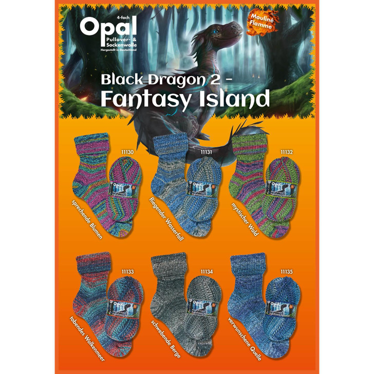 Opal Black Dragon 2 Fantasy Land 4ply 100g Yarn - Full Range