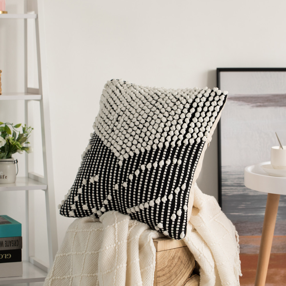 16" Decorative Handwoven Cotton Throw Pillow Cover with Embossed Dots