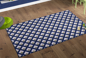 Deerlux Modern Living Room Area Rug with Nonslip Backing, Geometric Gray and Blue Trellis Pattern
