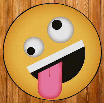 Deerlux Emoji Style Round Funny Smiley Face Kids Area Rug, Crazy Emoji Design