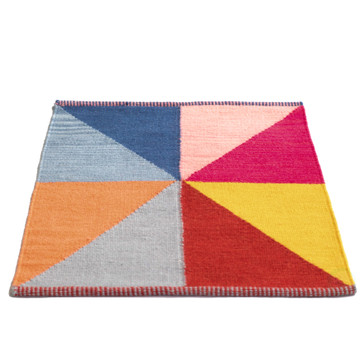 Handwoven Multicolored Geometric Wool Flatweave Kilim Rug, 2' x 3'