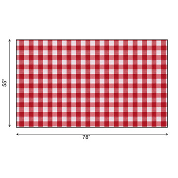 Red and White Waterproof Plaid Checkered Gingham Outdoor Picnic Tablecloth, 55" x 78" Rectangle