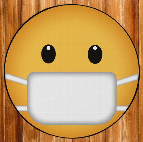 Deerlux Emoji Style Round Funny Smiley Face Kids Area Rug, Mask Emoji Rug