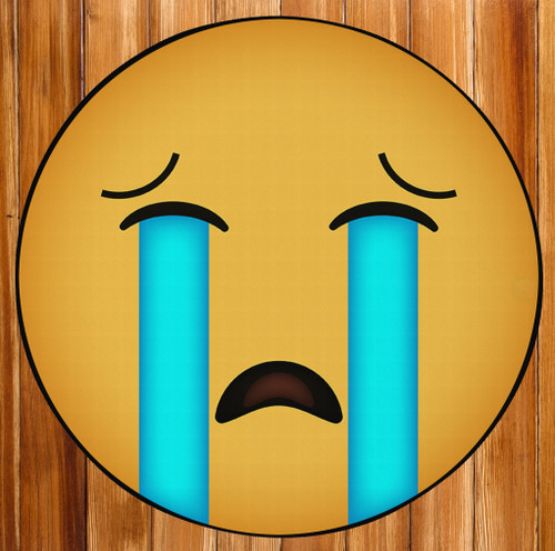 Deerlux Emoji Style Round Funny Smiley Face Kids Area Rug, Sobbing Emoji Rug