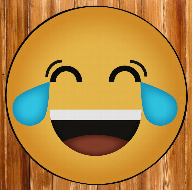 Deerlux Emoji Style Round Funny Smiley Face Kids Area Rug, Tears of Joy Emoji Rug