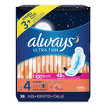 Always Ultra Thin Overnight Pads with Wings, 38/Pack, 6 Packs/Carton View Product Image