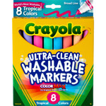 Crayola Tropical Color Washable Markers, Broad Bullet Tip, Assorted Colors, 8/Pack View Product Image