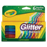 Crayola Glitter Markers, Medium Bullet Tip, Assorted Colors, 6/Set View Product Image