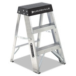 Louisville Aluminum Step Stool, 2-Step, 17w x 18.25 Spread x 26h, Aluminum/Black View Product Image