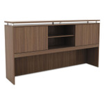 Alera Sedina Series Hutch with Sliding Doors, 72w x 15d x 42.5h, Modern Walnut View Product Image