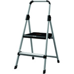 Louisville Aluminum Step Stool Ladder, 2-Step, 225 lb Capacity, 18.5w x 23.5 spread x 38.5h, Silver View Product Image