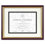 DAX Document/Certificate Frame w/Mat, Plastic, 11 x 14, 8 1/2 x 11, Mahogany/Gold View Product Image