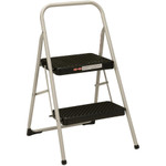 Cosco 2-Step Folding Steel Step Stool, 200 lb Capacity, 17.38w x 18d x 28.13h, Cool Gray View Product Image