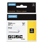 DYMO Rhino Permanent Vinyl Industrial Label Tape, 0.75" x 18 ft, White/Black Print View Product Image