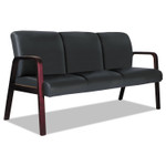 Alera Reception Lounge WL 3-Seat Sofa, 65.75 x 26.13 x 33, Black/Mahogany View Product Image
