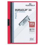 Durable Vinyl DuraClip Report Cover w/Clip, Letter, Holds 30 Pages, Clear/Red, 25/Box View Product Image