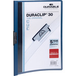 Durable Vinyl DuraClip Report Cover, Letter, Holds 30 Pages, Clear/Dark Blue, 25/Box View Product Image