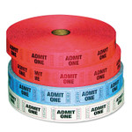 Iconex Admit-One Ticket Multi-Pack, 4 Rolls, 2 Red, 1 Blue, 1 White, 2000/Roll View Product Image