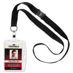 Durable ID/Security Card Holder Set, Vertical/Horizontal, Lanyard, Clear, 10/Pack View Product Image