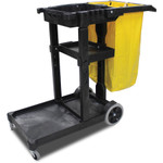 Impact Janitorial Cart, Three-Shelves, 20.5w x 48d x 38h, Yellow View Product Image