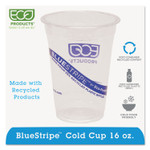 Eco-Products BlueStripe 25% Recycled Content Cold Cups, 16 oz, Clear/Blue, 50/Pk, 20 Pk/Ct View Product Image