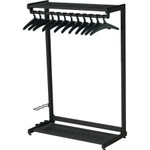 Quartet Single-Sided Rack w/Two Shelves, 12 Hangers, Steel, 48w x 18.5d x 61.5h, Black View Product Image