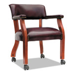 Alera Traditional Series Guest Arm Chair with Casters, 23.22'' x 24.4'' x 29.52'', Oxblood Burgundy Seat/Back, Mahogany Base View Product Image