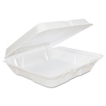 Dart Foam Hinged Lid Containers, 8 x 8 x 2 1/4, White, 200/Carton View Product Image