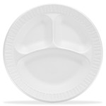 Dart Concorde Foam Plate, 3-Comp, 9" dia, White, 125/Pack, 4 Packs/Carton View Product Image