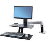 WorkFit by Ergotron WorkFit-A Sit-Stand Workstation with Suspended Keyboard, Single LD, 21.5w x 11d x 37h, Aluminum/Black View Product Image