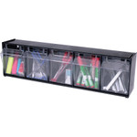 deflecto Tilt Bin Interlocking Multi-Bin Storage Organizer, 5 Sections, 23.63" x 5.25" x 6.5", Black/Clear View Product Image