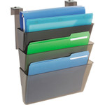 deflecto DocuPocket Three-Pocket File Set for Partition Walls, Letter, 13 x 7 x 4, Smoke View Product Image
