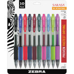 Zebra Sarasa Dry Gel X20 Retractable Gel Pen, Medium 0.7mm, Assorted Ink/Barrel, 10/Pack View Product Image