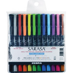 Zebra Sarasa Stick Porous Point Pen, Fine 0.8mm, Assorted Ink/Barrel, 12/Set View Product Image